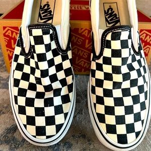 Vans Slip-On Checkerboard Black/ White Shoes Women's Size 9 Mens Size 7.5